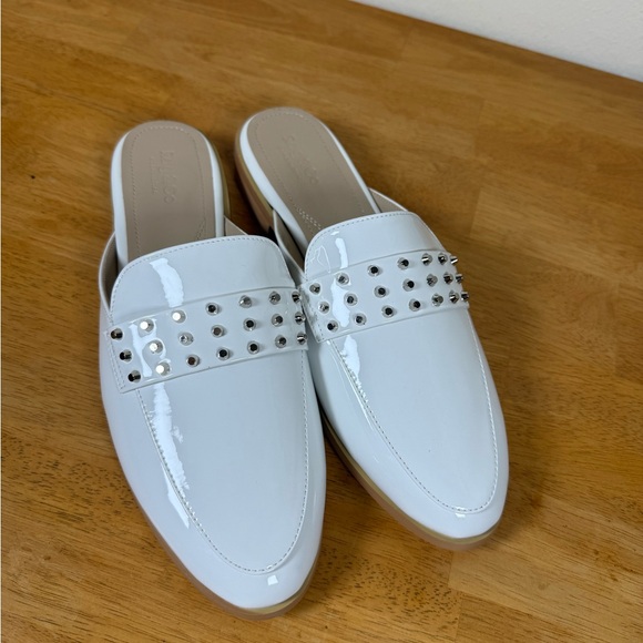 Rag And Co Womens White Studded Flat Mules 10 - Picture 7 of 12